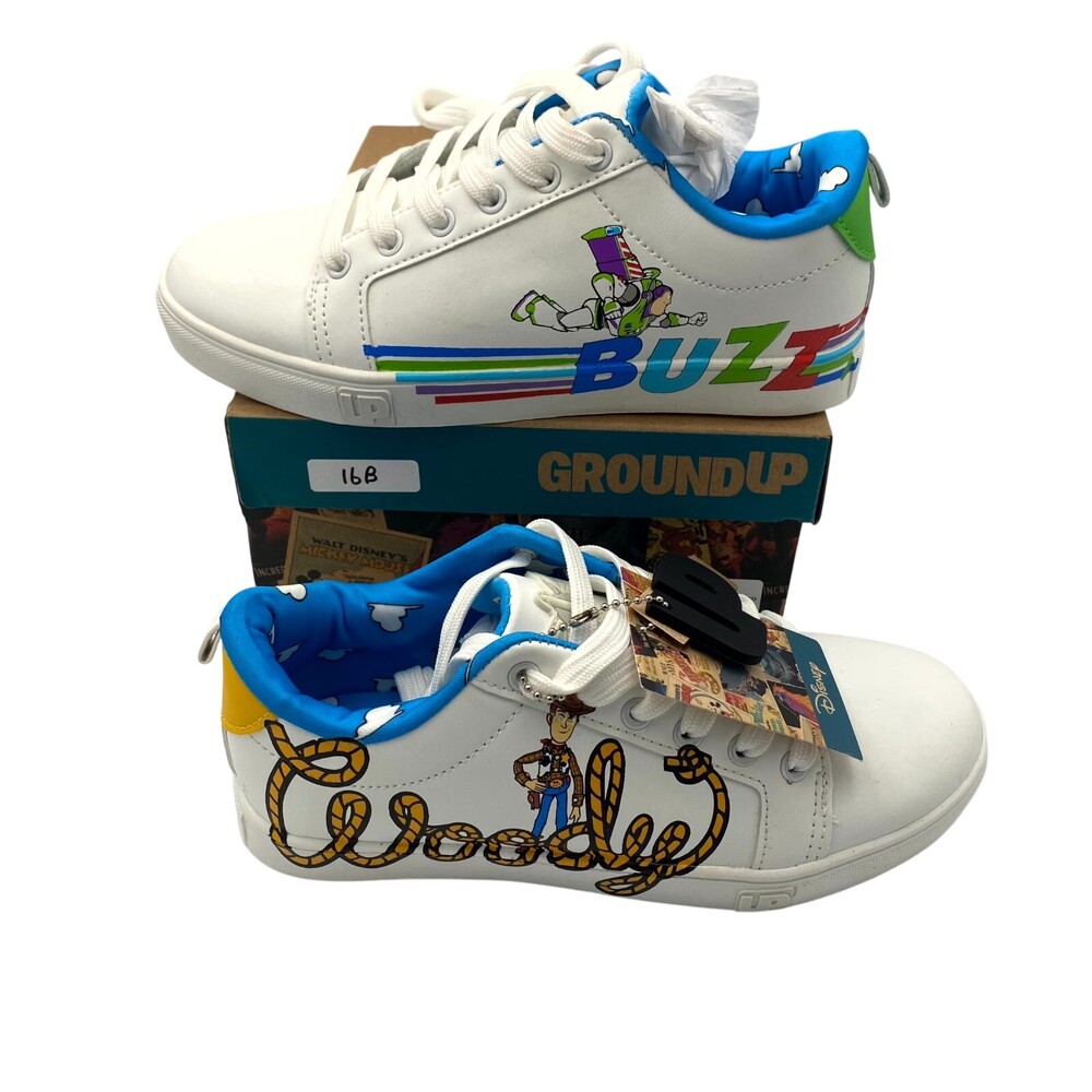 Ground Up Buzz Lightyear Woody Unisex Kid 4 White Disney Toy Story Shoes
